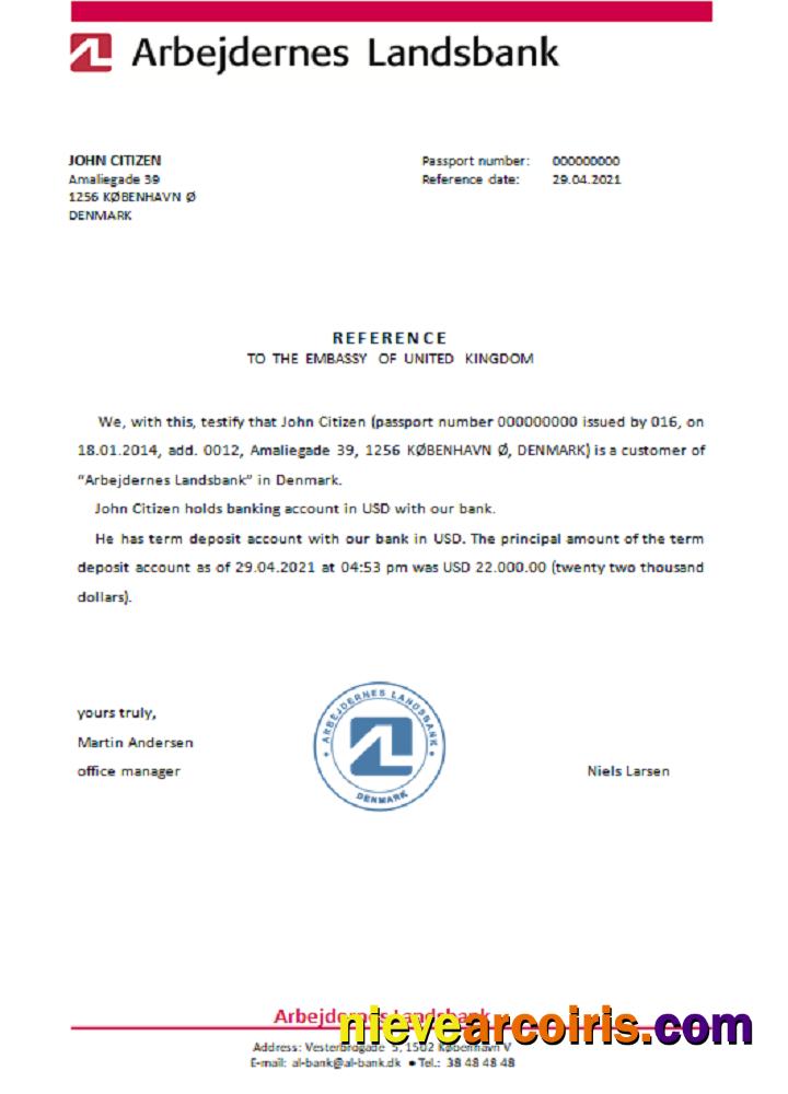 Denmark Arbejdernes Landsbank reference